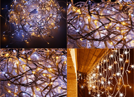 IJspegel Verlichting | 12 m + 2.5 m Snoer | 300 LED | Warm Wit | Koel Wit | Koppelbaar | Flits