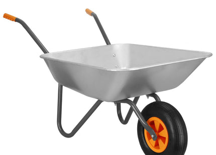 Kruiwagen | Kruiwagenwiel | 65L | 120kg Draagvermogen | Zilver/Oranje
