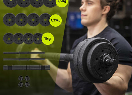 Dumbellset - 20 KG - Halter Verlengstuk - Verstelbaar - Complete Set - Thuis Sporten - Zwart