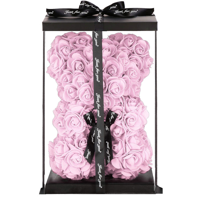 Rozen Beer | Rozenbeer | Rose Bear | Rozen Teddybeer | Liefde | Inclusief Giftbox | 27 x 17 x 16 cm | Roze