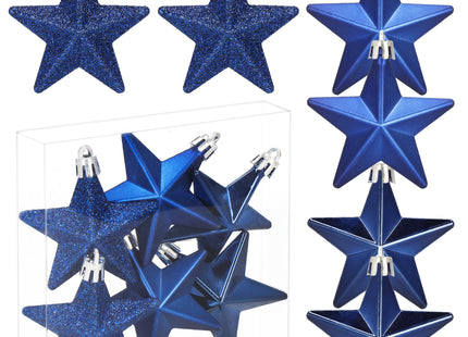 Kerstballen | Sterren | 6 Stuks | Blauw