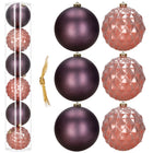 Kerstballen | 6 Stuks | 15 cm | Paars | Rose Goud