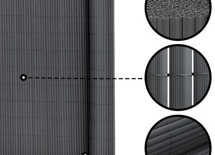 Balkonscherm - Privacyscherm - Hoge Kwaliteit - Waterbestendig - UV-bescherming - 1.6x5 m - Donkergrijs  - PVC