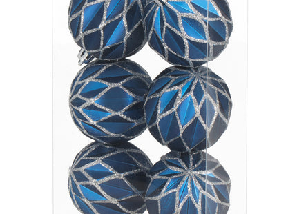 Kerstballen | 6 Stuks | 12 cm | Blauw/Zilver