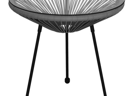 Tuintafel - Draad - Rotan - Zwart - Grijs - Rond - Glas - 50 Cm