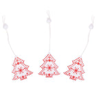 Kersthanger | Kerstbomen | Rood/Wit | Hout | 5 cm | 3 Stuks