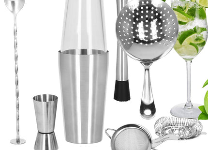 Cocktail Set | 11-Delige Cocktail Shaker Set | Inclusief Cadeauverpakking | RVS | Zilverkleurig
