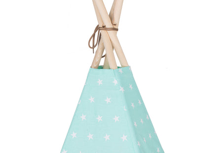 Tipi Tent | 120x100x180 cm | Met Mat en Kussens | Naturel Mint | Sterren