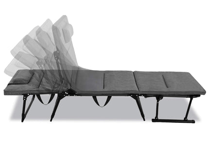 Tuinstoel 2 In 1 |Opvouwbaar | Ligstoel | Verstelbaar | Ergonomische Hoofdsteun | Zwart
