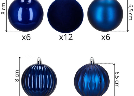 Kerstballen | 36 Stuks | 6,5 cm | Marineblauw