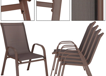 Tuinstoel | Tuinstoelen | Tuinstoel Buiten | Staal | Textiel | 4 Stuks