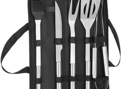 BBQ Accessoires | 5 Delige Set | Inclusief Draagtas | Roestvrij Staal