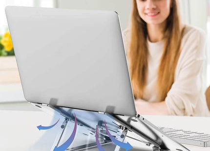 Laptopstandaard - Opvouwbaar - Standaard - Kantelen - Metaal - Zilver