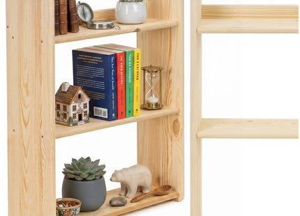 Wandplank - Boekenplank - Ophangbaar - Kruidenplank - Naturel - Grenenhout - 10 Kg - 74x60x20 cm - 2 Stuks - 3 Niveaus