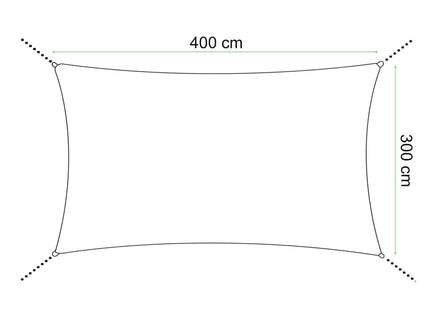 Schaduwdoek | Zonnezeil | Rechthoek | 4 x 3 m | 90% Schaduw | Creme