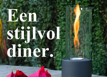 Muntel® Bio Ethanol Sfeerhaard – Tafelhaard - 3 - Delig - Binnen & Buiten - Rond - Zwart - 39.5 x 16 cm