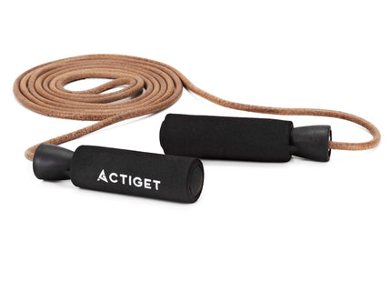 Actiget®  Springtouw | Sport Springtouw | Fitness Springtouw | Verstelbaar | Leer | Bruin | 297 Cm