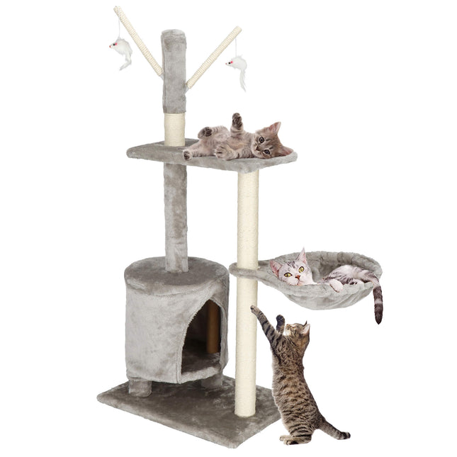Krabpaal - 4 Etages - Voor Katten - Meubelbescherming - 49X36X87 cm - Grijs