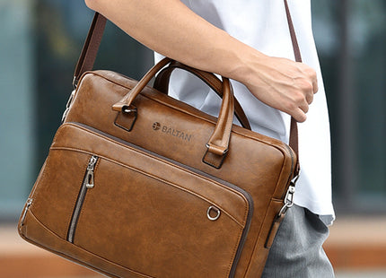 Baltan Leren Aktetas - Laptoptas - Tot 16 inch - Bruin - 10L - 38 X 29 X 10 CM
