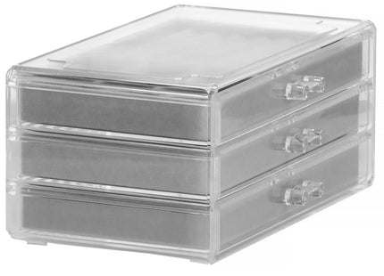 Sieradendoos | Juwelendoos | 3 Lades | 23 x 14 x 11 cm | Tinten grijs