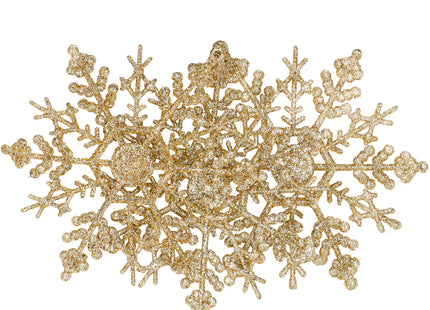 Kerstboomhanger -Sneeuwvlokken -Kerstversiering - Goud Glitters - 3 Stuks - 12 Cm
