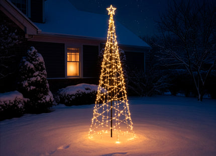 Galaxy LED Kerstboom - Vlaggenmast Verlichting - Inclusief Mast - 3 Meter - Warm wit - 480 LED - Ø 96cm