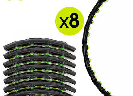 Hoelahoep - Hoepel - Fitness - Opvouwbaar - Cardiotraining - Massagenoppen - Zwart/Groen - 88 Cm