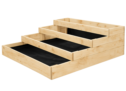 Kweekbak - Plantenbak - 4 Traps - Moestuin - Planten - Hout - Verhoogd - Naturel - 120 x 120 Cm