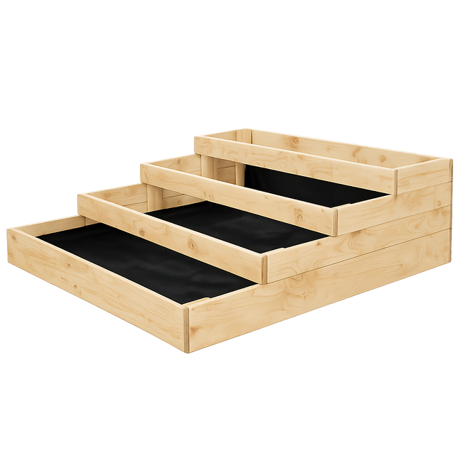Kweekbak - Plantenbak - 4 Traps - Moestuin - Planten - Hout - Verhoogd - Naturel - 120 x 120 Cm