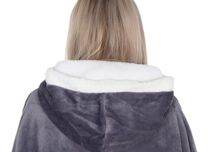 Oversized Fleece Deken/Trui - Oversized Deken - Oversized Trui - Hoodie - Capuchon - Donkergrijs