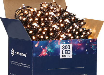 Kerstboomverlichting | Met 300 LED Lampjes | 18,5 M | Warm wit + flits koud wit