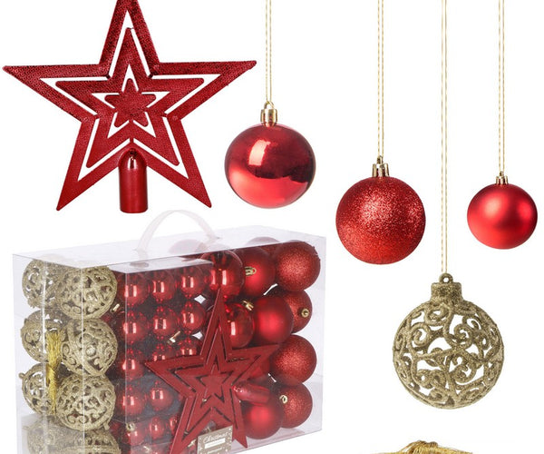 Kerstballen, set van 132, kunststof kerstballen, diameter van 3-6 cm