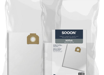SQOON® Stofzuigerzakken Geschikt voor Nilfisk Attix 30 / 40 / 50 series - Vervangende stofzuigerzakken - 5 Stuks