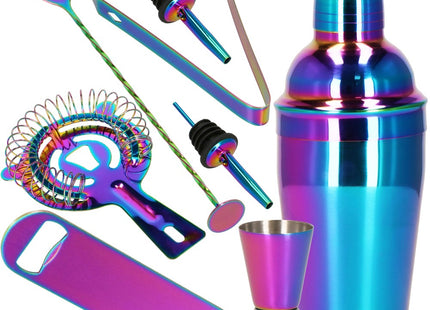 Cocktail Set | 8-Delige Cocktail Shaker Set | RVS | Regenboog