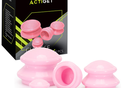 Actiget® Cellulitis Cups - Cellulitis Cupping - Cupping Set - Cupping Massage - Voor Gezicht, Armen en Benen - Vacuüm - Roze - 4 Stuks
