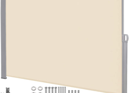Windscherm - Tuinscherm - Oprolbaar - Waterbestendig - Staal - Aluminium - Lichtbeige - 350 X 180 CM