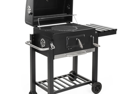 Houtskool barbecue - Op Wielen - BBQ - Asopvangbak - Thermometer - Kunststof - RVS - Zwart