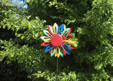 Windspinner - Windmolen - Windijzers - Tuinsteker - Tuinbeeld - Grondpin - Metaal - Flower - Bloem