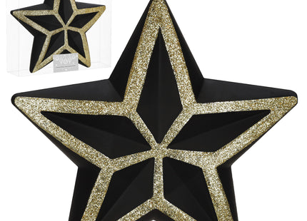 Kersthanger | Kerstster | Zwart | Goud | 15 cm