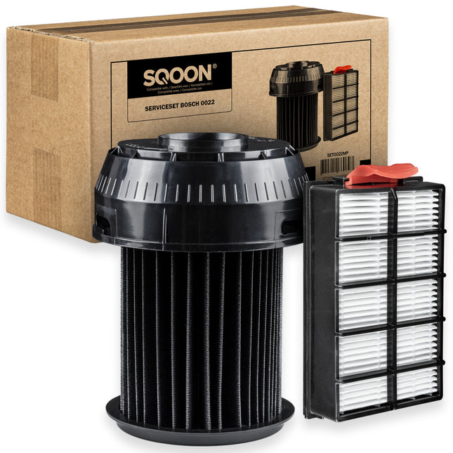 SQOON® Serviceset geschikt voor Bosch Roxx'x stofzuigers - Gelijk aan: 00649841, 00570324 - Cilinderfilter & HEPA-filter voor optimale filtering