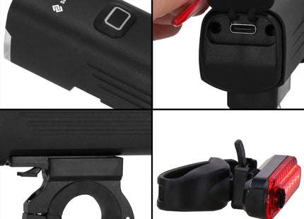 Fietsverlichting - Set Van 2 - Zonne - Energie - USB - Oplaadbaar - 4800mAH