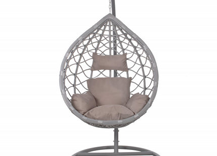 Hangstoel | Egg Hangstoel | XXL 125 cm | Inclusief Standaard & Kussen | Grijs