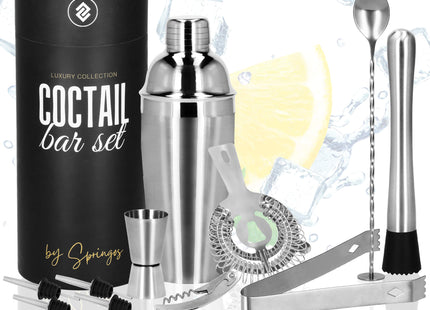 Cocktail Set | 11-Delige Cocktail Shaker Set | Bartenderset |  RVS | Zilverkleurig | 750 Ml