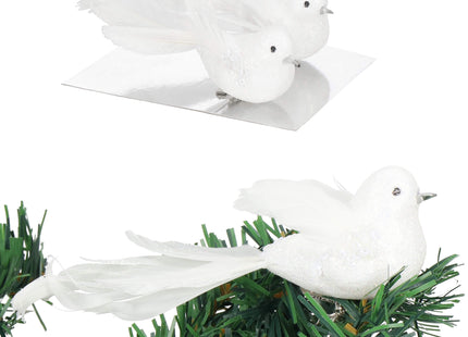 Kersthanger | Duif | Kerstboomhanger | Wit | Glitters | 2 Stuks