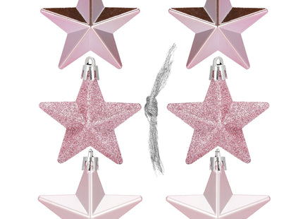 Kerstballen | Sterren | 6 Stuks | Roze