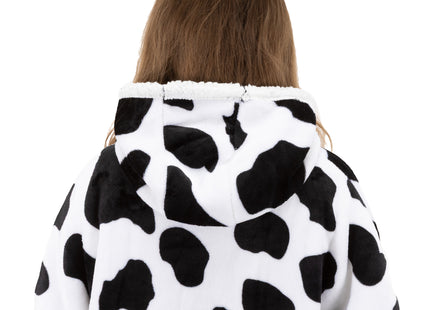 Hoodie Deken - Deken Met Mouwen - One Size - 2 in 1 - Zwart- Wit