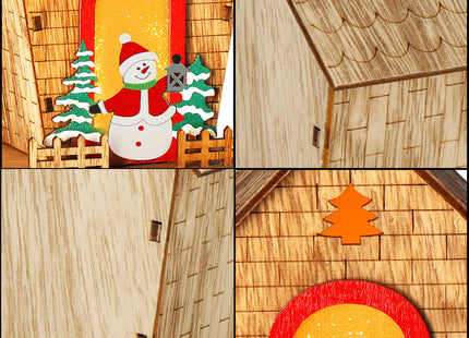 Kersthanger | Kerstversiering | Kerstboomhanger | Lichtgevend | Huis | Sneeuwpop | 12.5 cm