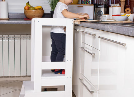 Leertoren Montessori | Leertoren Keukenhulp | Keukentoren | Leertoren Peuters | Stabiel | Wit