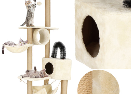 Krabpaal - 7 Etages - Voor Katten - Toren - Meubelbescherming - 58 x 37 x 154 cm - Beige