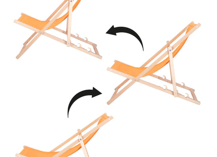 Strandstoel - Verstelbaar - Beukenhout - Hangemaakt - 3 Traps -  Oranje